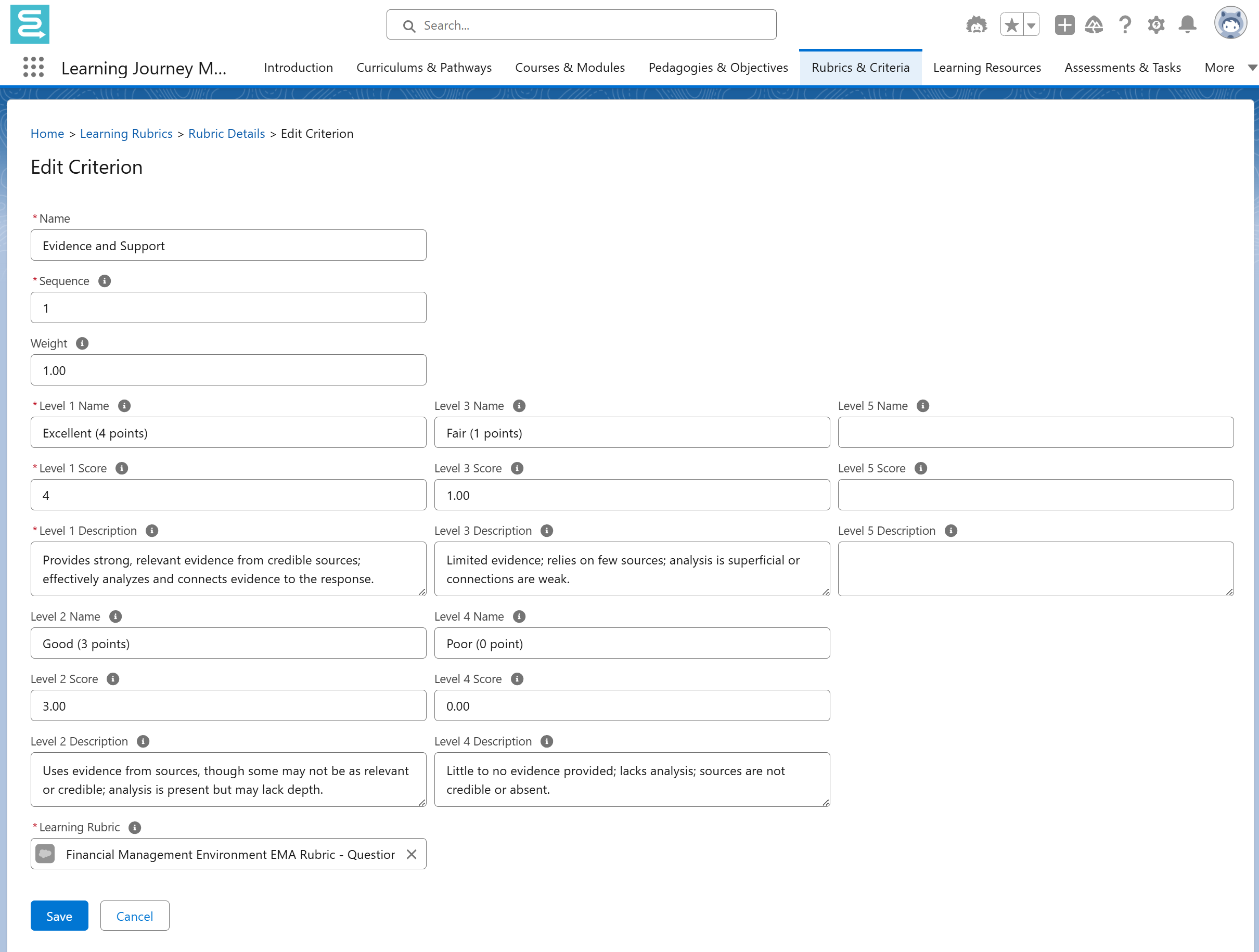 Rubrics & Criteria - Globebyte Documentation