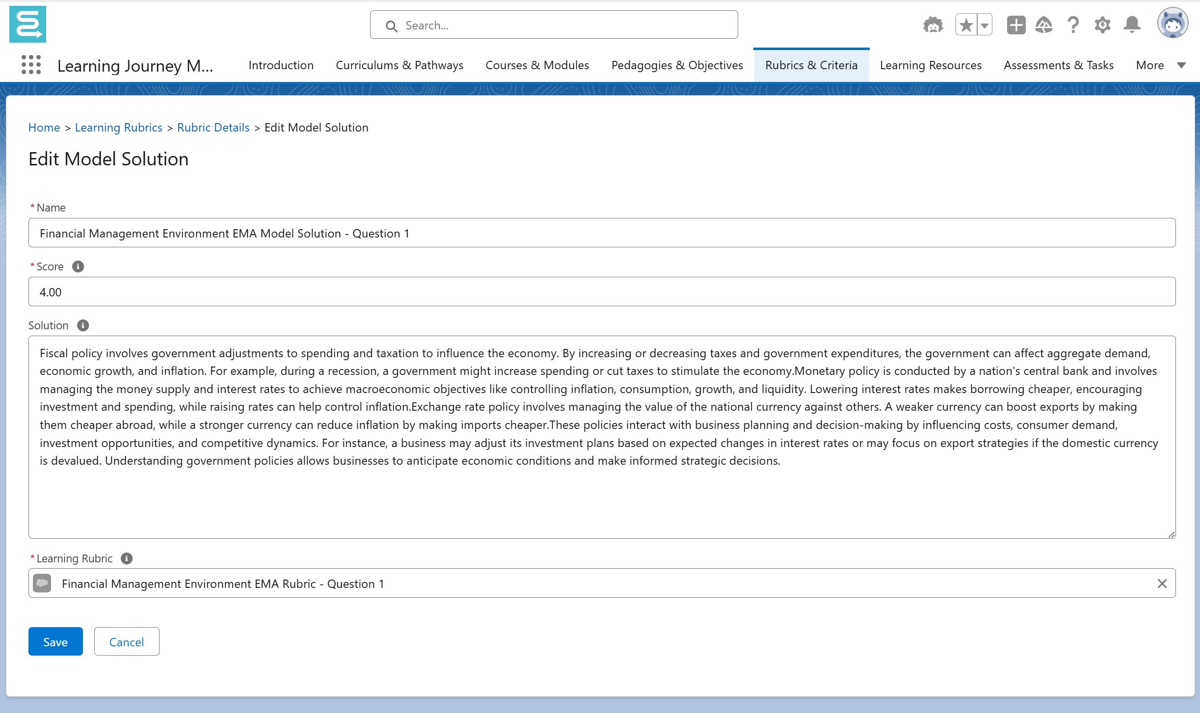 Rubrics & Criteria - Globebyte Documentation